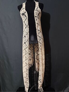 Altar'd State Cream Crochet Lace Vest